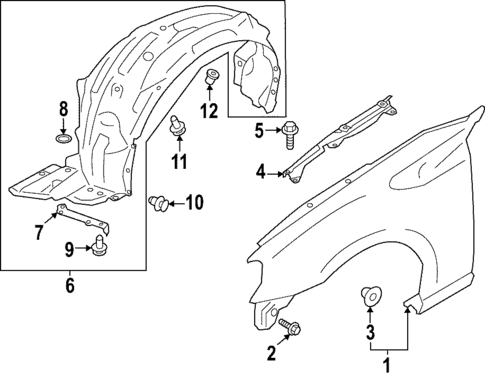 【純正】BRZ ZD8 左フェンダー2024年式K1Xホワイトパールパーツ単品 Fender & Components for 2024 Subaru BRZ | OEM Parts Online