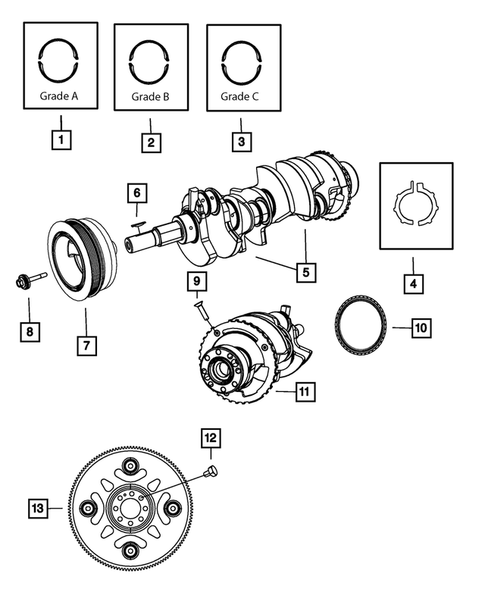 Crankshaft, Piston, Drive Plate, Flywheel, and Damper for 2012 Ram 1500 #0