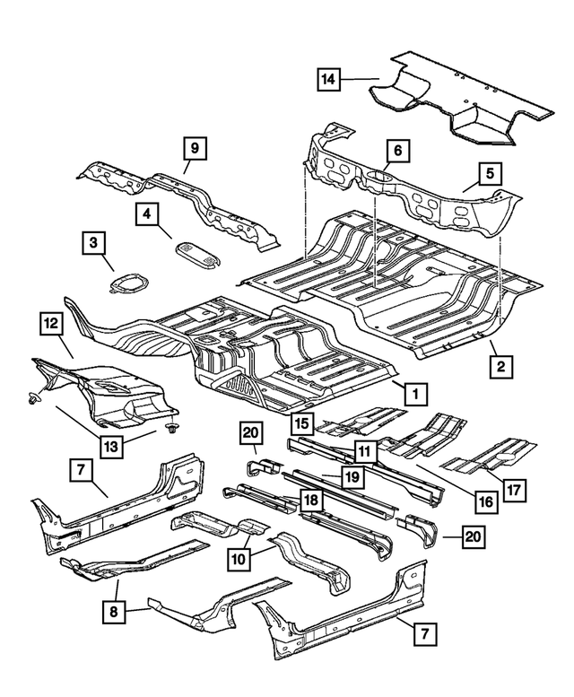 68036568AF - Body Sheet Metal Except Doors: Front Floor Pan Panel for Mopar Image
