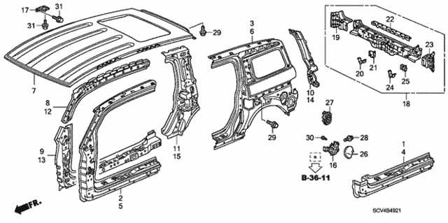 Outer Panel - Roof Panel (Plasma Style Panel) for 2005 Honda Element #0