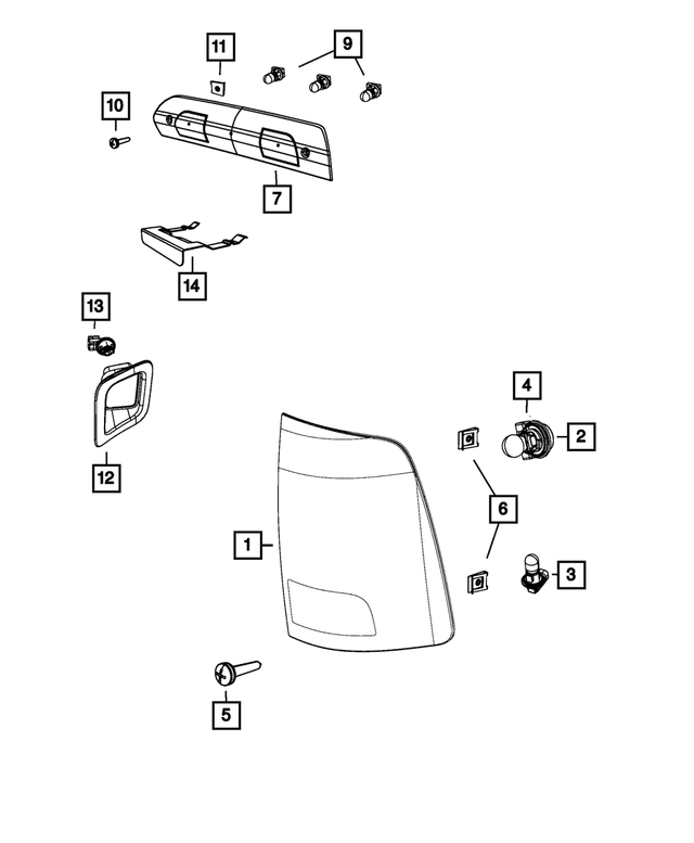 68088551AA - Electrical: Tail Stop Backup Lamp, Left for Mopar Image