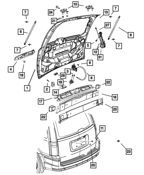 Liftgate and Tail gate for 2013 Chrysler Town & Country #0