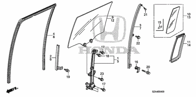 Rear Door Glass - Door Regulator for 2012 Honda Pilot #0