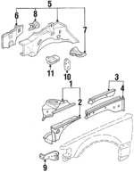 60650SH3940ZZ - Body: Apron Assembly for Honda: CRX Image