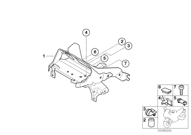 61131382105 - Frame and Mounting Parts: Plug-In Connection Bracket for BMW-Motorrad Image
