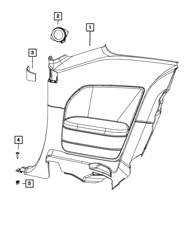 1ZA06DX9AD - Interior Trim: Quarter Trim Panel, Right for Dodge: Challenger Image