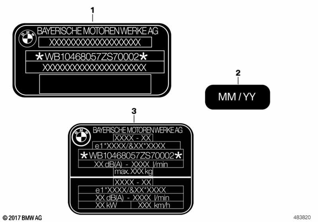 71217657000 - Parts and Accessories for Engine / Chassis: Type Identification Plate Eu, Adhered - Code for BMW-Motorrad Image image