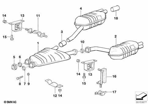 Exhaust System, Rear for 1990 BMW 850Ci #0