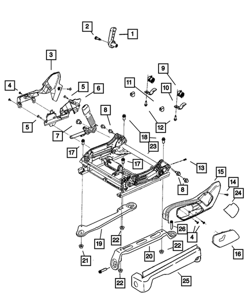 Front Seats - Adjusters, Recliners, Shields and Risers for 2008 Jeep Commander #1