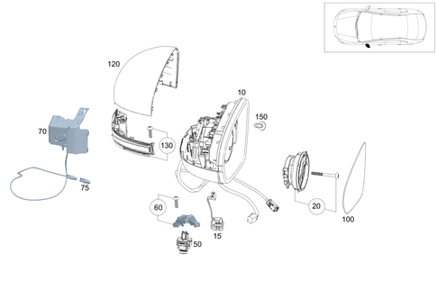 Outside Rear View Mirror, on the Left for 2020 Mercedes-Benz A35 AMG #0
