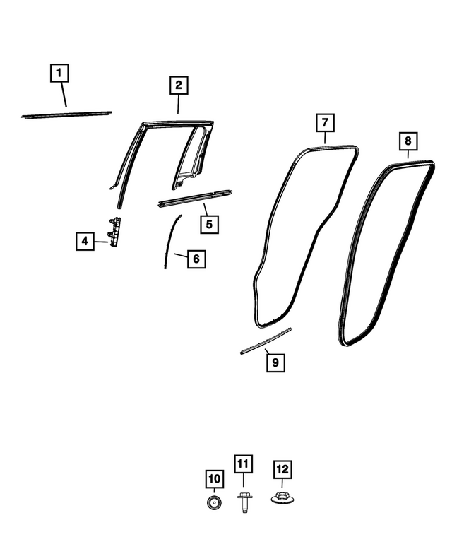 68458851AE - Doors, Door Mirrors and Related Parts: Door Glass Run With Glass Weatherstrip, Left for Mopar Image