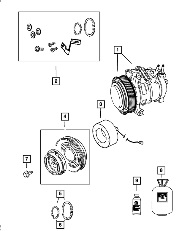 5264454 - Air Conditioners and Heaters: A/c Clutch Snap Ring Kit for Mopar Image