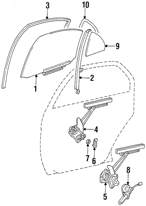 Glass - Rear Door for 1998 Chevrolet Prizm #0