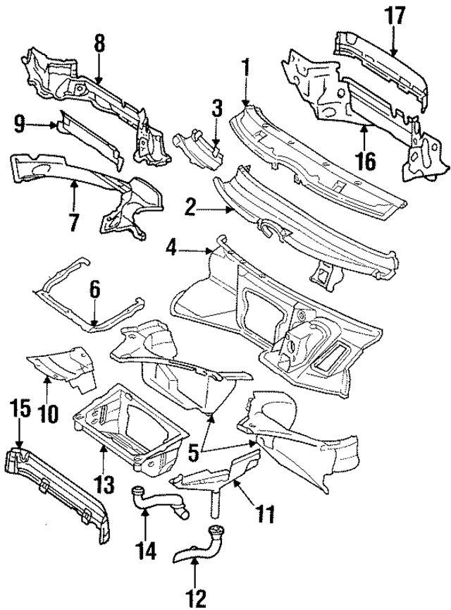1296260455 - Body: Cowl Panel for Mercedes-Benz Image