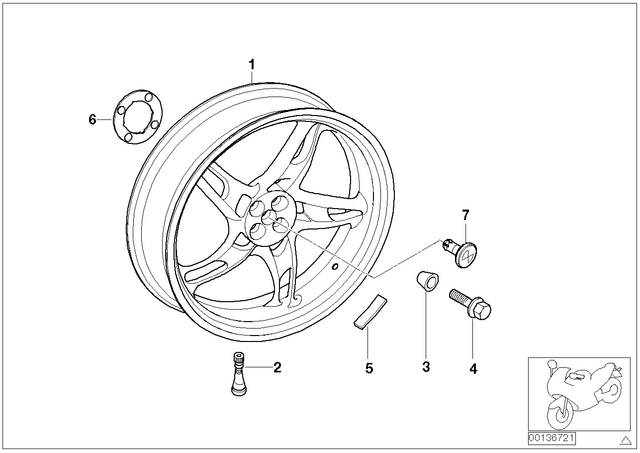 36312335284 - : Silver Rear Wheel for BMW-Motorrad Image