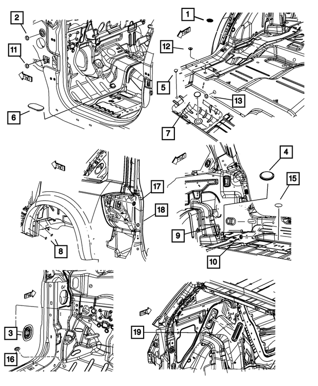 68042254AD - Body Sheet Metal Except Doors: Cowl Side Plug for Mopar Image