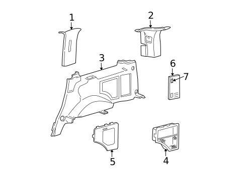 Interior Trim - Quarter Panels for 2001 Ford Expedition #0