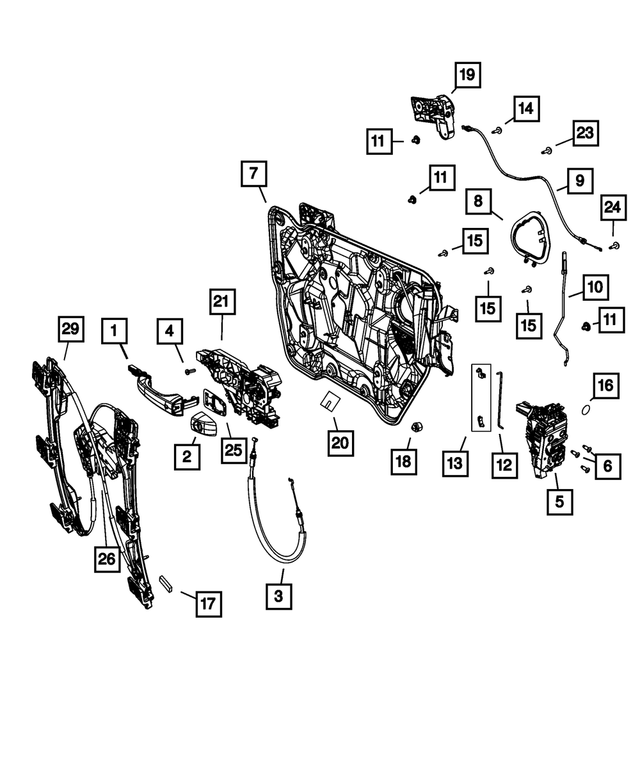 1RH64PDNAG - Doors, Door Mirrors and Related Parts: Exterior Door Handle, Left for Mopar Image