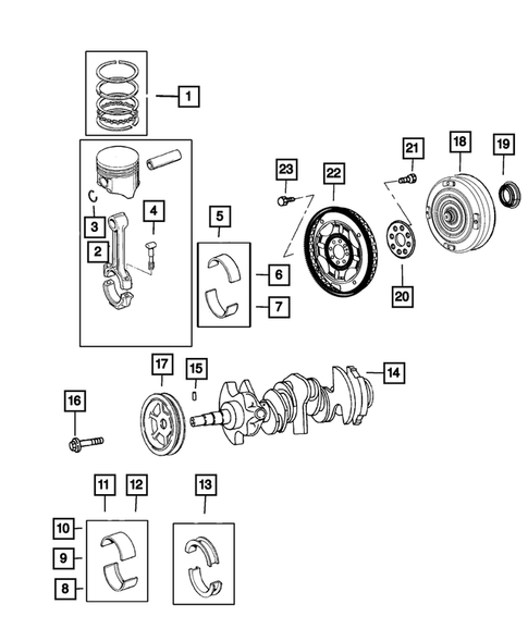 Vilebrequin, piston et plateau d'entraînement pour 2007 Chrysler Sebring #0