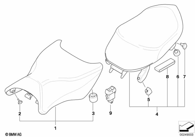 52537704835 - Seats and Seat Bench: Seat, Low, Grey, Front -  for BMW-Motorrad Image