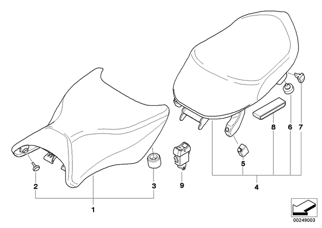 52537704835 - Seats and Seat Bench: Seat, Low, Grey, Front -  for BMW-Motorrad Image