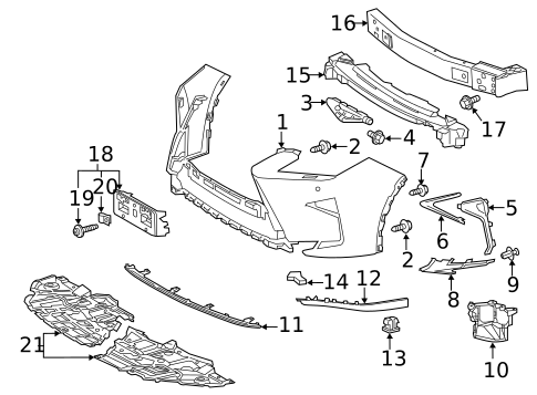 Bumper & Components - Front for 2018 Lexus RX450hL #0