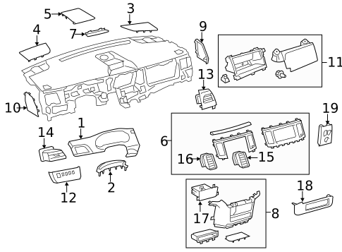 Instrument Panel Components for 2011 Toyota Sienna #0