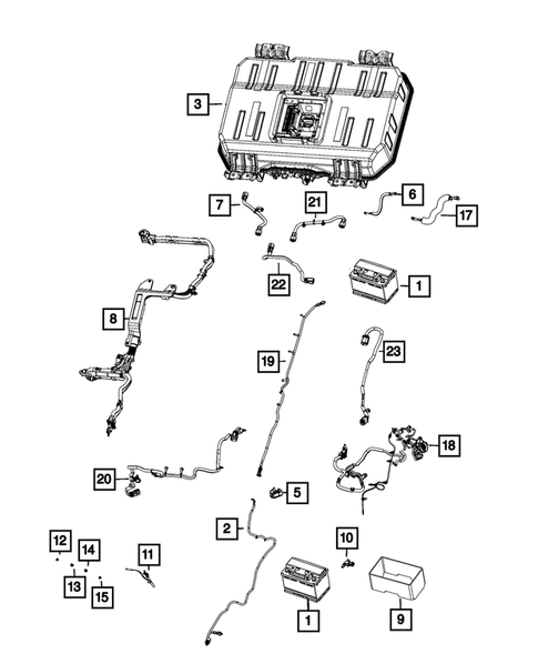 Battery, Battery Tray and Cables for 2021 Chrysler Voyager #0