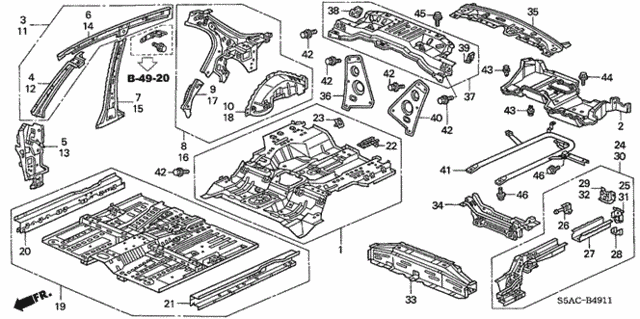 Inner Panel - Floor Panels (2) for 2005 Honda Civic #0