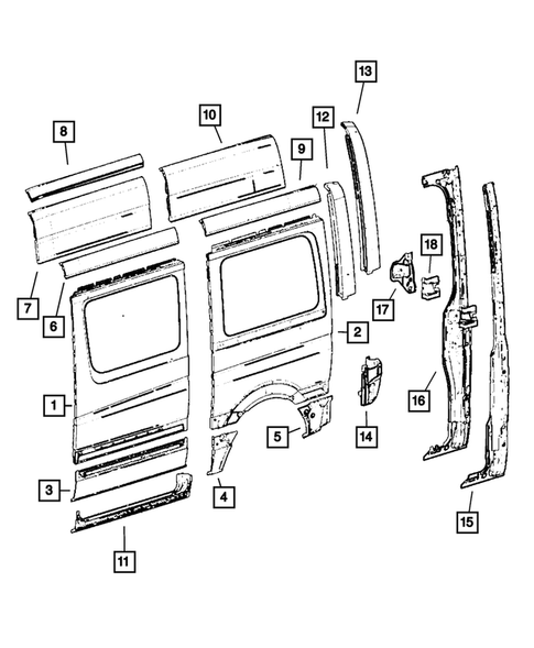 Aperture Panel and Pillar Supports for 2009 Dodge Sprinter 3500 #5