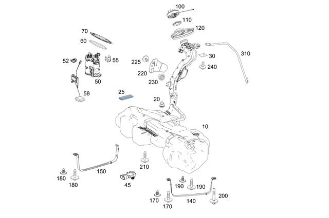 2054705001 - Fuel System: Fuel Tank for Mercedes-Benz: C43 AMG, C63 AMG, C63 AMG S Image image