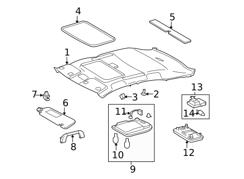 Interior Trim - Roof for 2010 Toyota Matrix #0