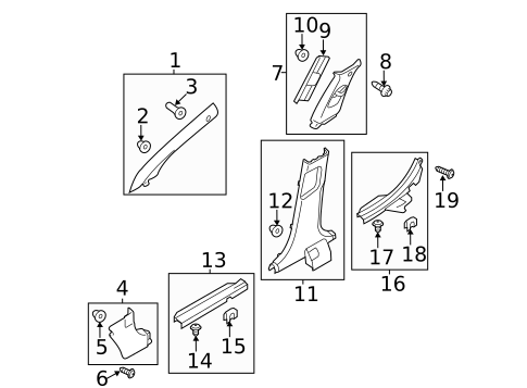 Interior Trim - Pillars for 2011 Hyundai Sonata #1