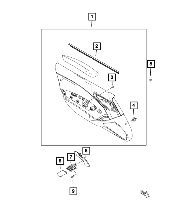 6TK40U0DAA - Interior Trim: Front Door Trim Panel, Left for Mopar Image