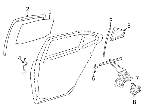 Glass - Rear Door for 2013 Lexus LS600h #0