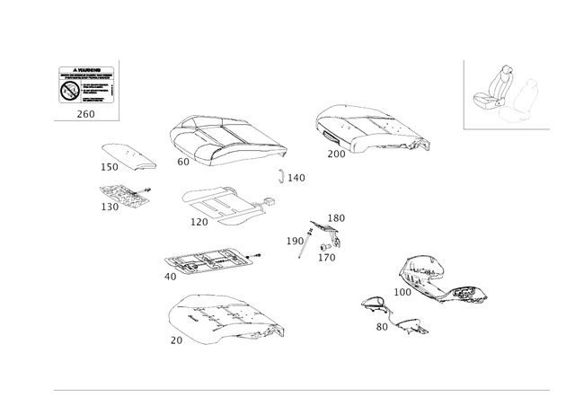 176910060664 - : Padding, Front Seat Cushion for Mercedes-Benz: B Electric Drive, B250e, CLA250, GLA250 Image