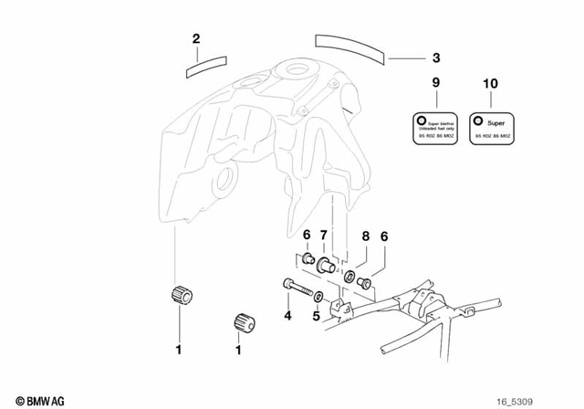 71211341612 - Fuel Supply: Label "Premium Fuel Unleaded" - Deutsch/engl for BMW-Motorrad Image