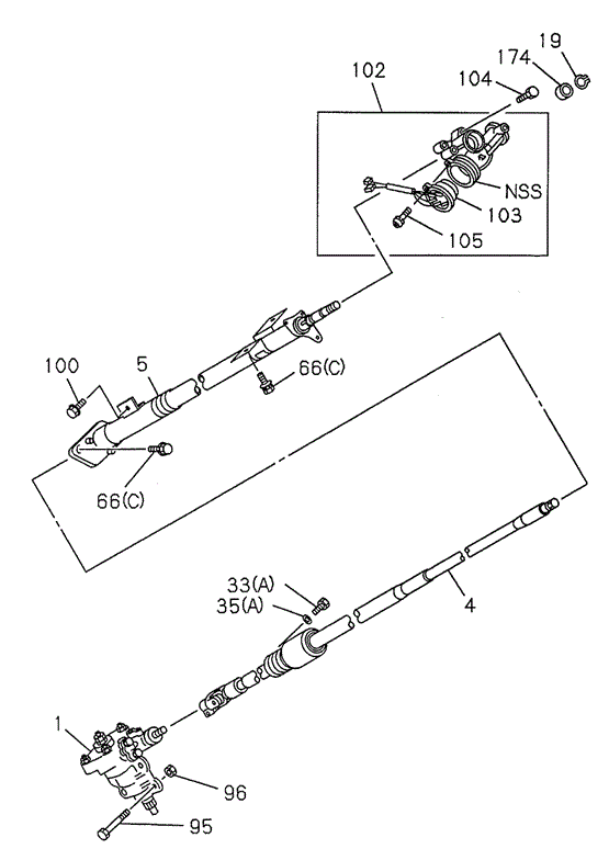 Steering Column (1) (Exc. Tilt Steering) for 1995 Honda Passport #0