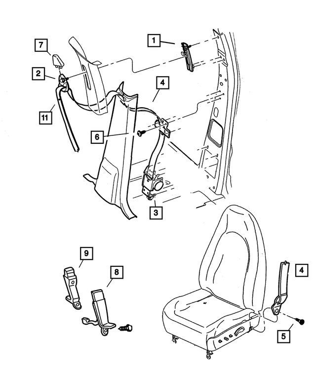 5GZ051T5AD - Interior Trim: Front Outer Seat Belt, Left for Mopar Image