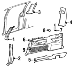 GG55SJJ - Body: Pillar Trim for Chrysler: Town &amp; Country | Dodge: Caravan, Grand Caravan Image