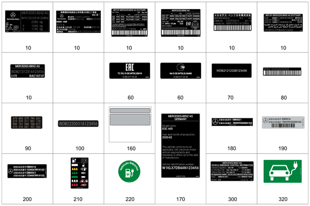 8175204 - Tools/Accessories/Signs/Instructions: Identification Plate for Mercedes-Benz Image image