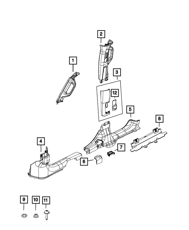 6LJ59TX7AA - : B Pillar Lower Trim Panel, Left for Mopar Image