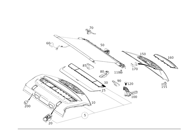 2186900649 - Panelling: Trim, Rear Shelf for Mercedes-Benz: CLS400, CLS550, CLS63 AMG, CLS63 AMG S Image image