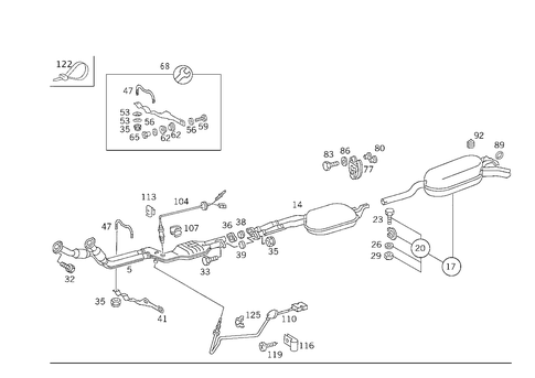 Exhaust System on Gasoline Vehicles for 1988 Mercedes-Benz 300CE #2
