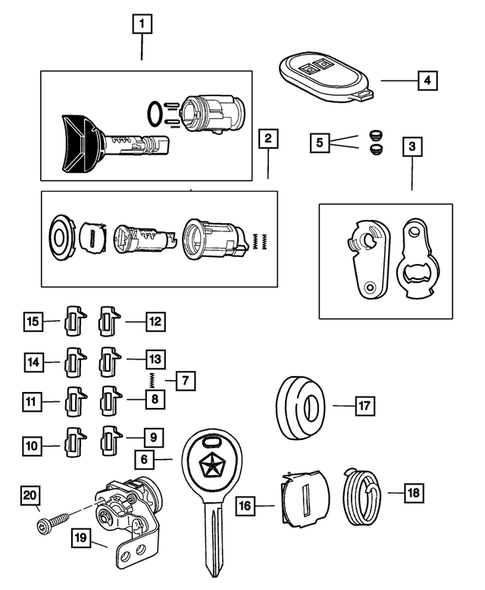 Lock Cylinders and Keys for 2001 Jeep Grand Cherokee #0