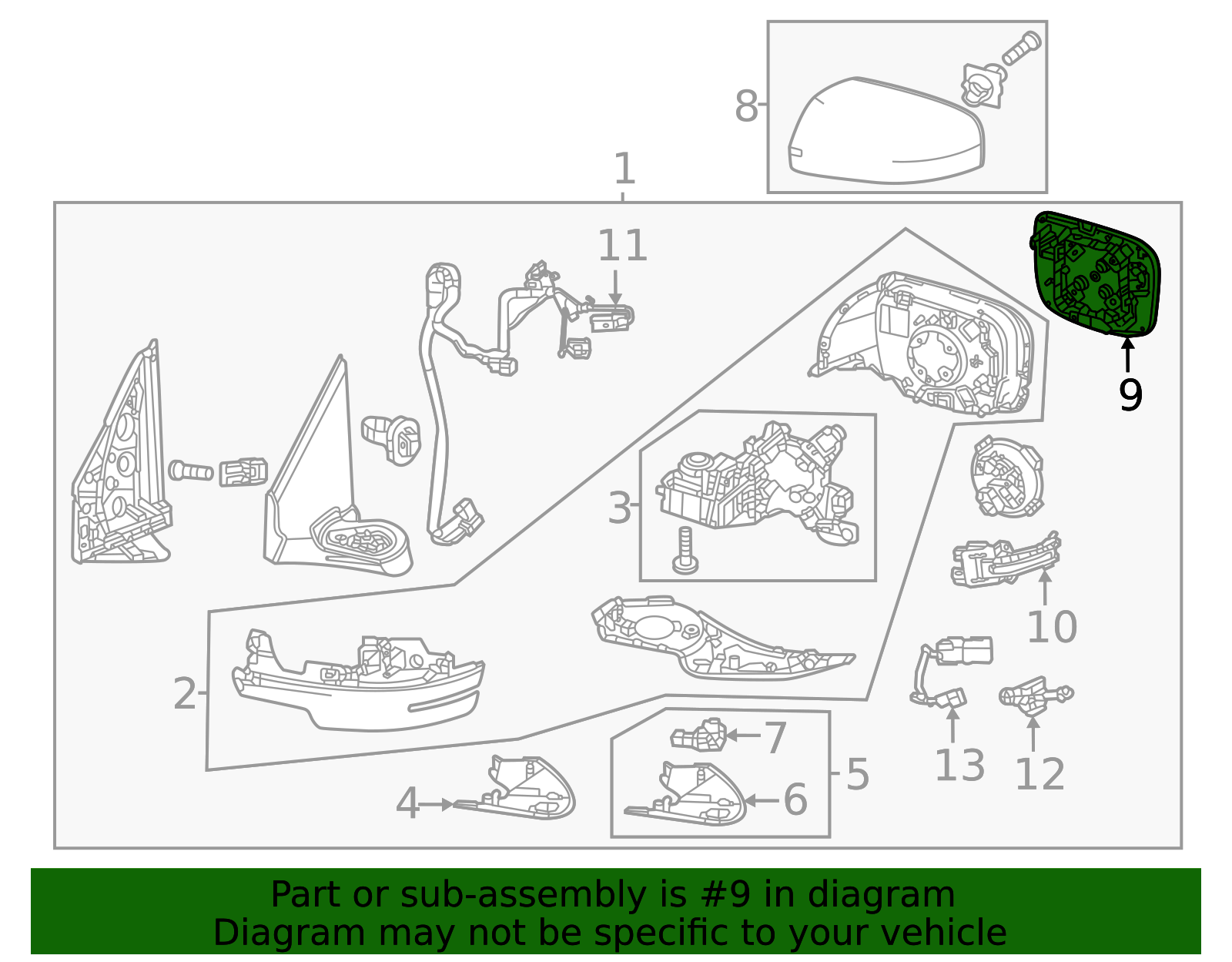 パーツ Requested by thy | custom mirror parts R59-6093-220000 | Right Door Outer Mirror Assy T680, T880