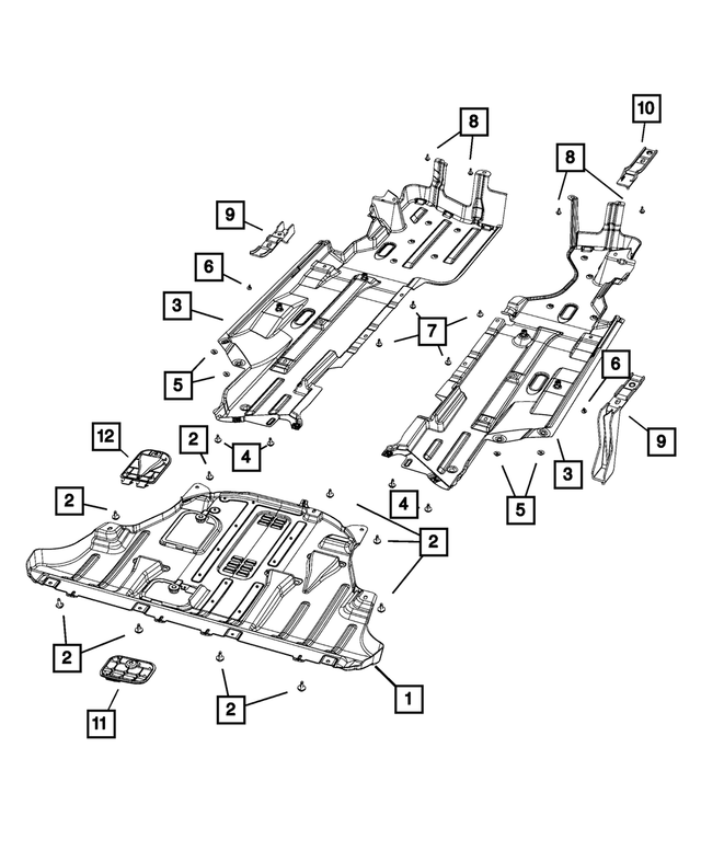68264961AB - Body Sheet Metal Except Doors: Floor Pan Shield, Right for Jeep: Cherokee Image