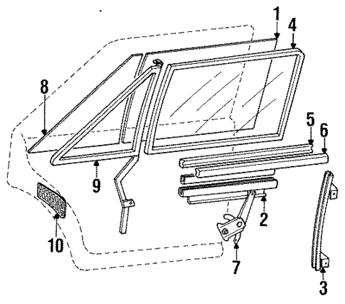 Glass - Rear Door for 1988 Chevrolet Spectrum #0