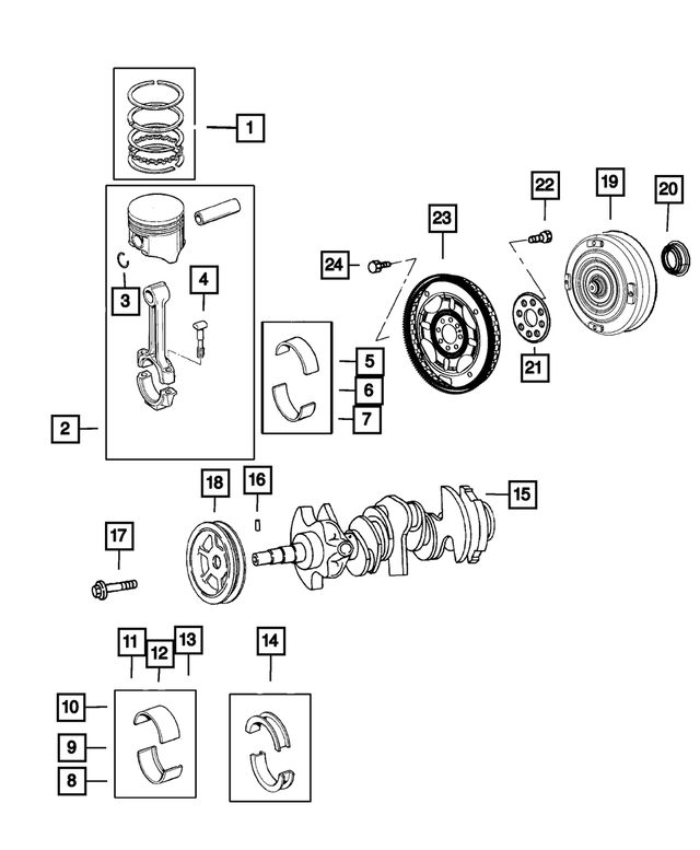 68002265AA - Engine 4.0L V6 DOHC: Crankshaft Bearing Kit for Mopar Image image
