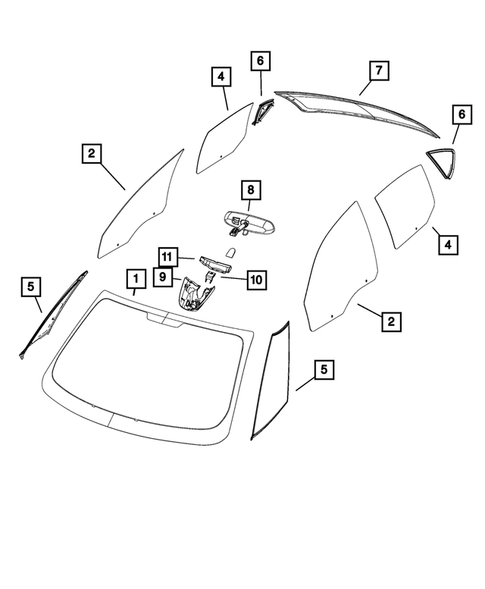 Glass and Interior Rear View Mirror for 2015 Fiat 500L #0
